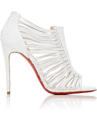 Christian louboutin Amal Ostrich Leather Cage Sandals in Brown ...