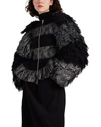 Noir Kei Ninomiya Metallic-striped Lace Tiered-sleeve Jacket - Black