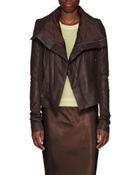 Rick Owens Padded Blistered-leather Biker Jacket - Brown
