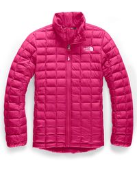The North Face Girl's Quilted Thermoball Stand Collar Jacket - Pink