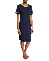 Hanro Ilona Short-sleeve Nightgown - Blue