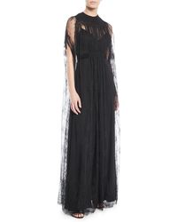 Lyst - Valentino Leather Lace Gown in Black