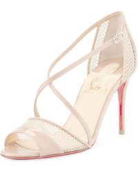 Christian louboutin Senora Patent 100mm Red Sole T-strap Sandal in ...