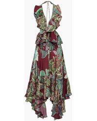 PATBO Samba Racerback Flutter Dress - Purple Tropical Print