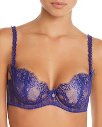 Dita Von Teese Savoir Faire Sheer Lace Balconette Underwire Bra - Blue