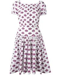 Prada Red and White Surrealist Lip Print Sleeveless Cotton Dress ...