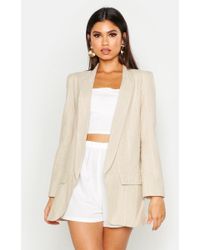 Boohoo Linen Look Stripe Blazer - Multicolour