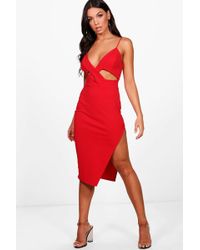 Lyst - Superdry Bethany Dungaree Dress in Blue Boohoo - Bethany Strappy Cut Out Waist Midi Dress - Lyst