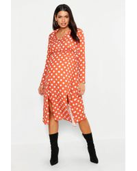 boohoo maternity polka dot dress