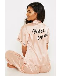 Boohoo Womens Rose Gold Brides Squad Embroidered Pjs - Metallics - 2 - Pink
