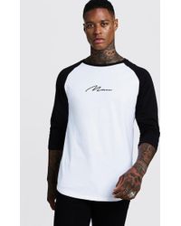 Download Boohoo Man Signature Raglan T-shirt With 3/4 Sleeve in Red ...