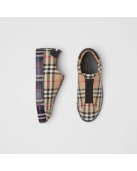 Burberry Sneakers sans lacets en cuir à motif check - Multicolore