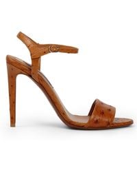 Christian louboutin Amal Ostrich Leather Cage Sandals in Brown ...