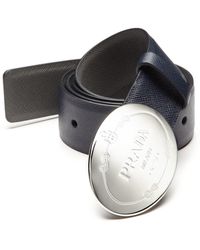 Prada Reversible Leather Plaque Belt in Blue for Men (BLACK/BLUE ...  