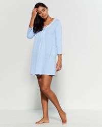 Carole Hochman Three-quarter Sleeve Short Nightgown - Blue