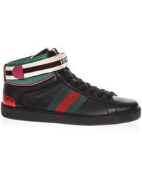 Lyst - Gucci Black Leather Brogue High Top Sneakers in Black for Men