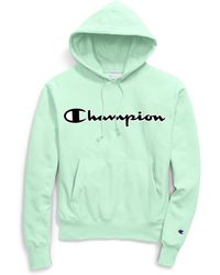 champion reverse weave mesh & leather mint mens hoodie