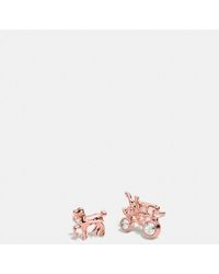 Lyst Coach Pave Bug Stud Earrings In Metallic Coach Pave Horse And Carriage Stud Earrings Lyst