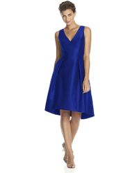 Lyst Tadashi Shoji Royal Blue Pleated Mesh Ruched Sleeve Dress In Alfred Sung D586 Bridesmaid Dress In Royal Lyst