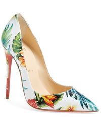 Christian louboutin So Kate Marble-Print Cork Pumps in Multicolor ...