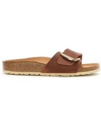 birkenstock madrid big buckle tan leather mules