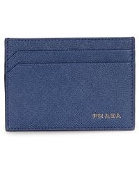 Prada Saffiano Leather Credit Card Case in Gray for Men (No Color ...