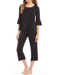 Kate Spade Ruffle-sleeved Jersey Pajama Set - Black