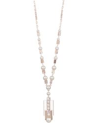 28/" White Pearl Trimmed Macarsite Crystal Chain Necklace