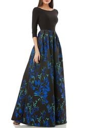 Lyst - Js collections Strapless Floral Evening Gown in Metallic
