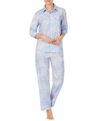 Lauren by Ralph Lauren Petite Paisley-printed Woven Pajama Set - Blue