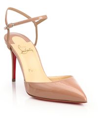 christian louboutin patent leather sandals Nude slingback straps ...