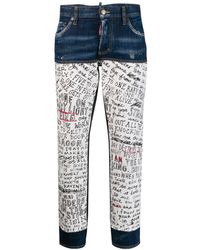 DSquared² Handwriting Print Jeans - Blue