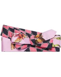 Gucci Rosa Garden Chains Print Silk Headband - Pink