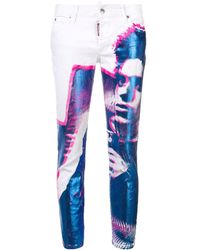 DSquared² Skinny-Jeans mit Print - Weiß