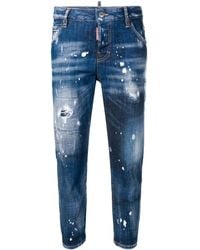 DSquared² Bleached Effect Cropped Jeans - Blue