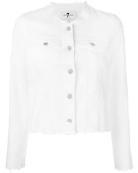 7 For All Mankind Rhinestone-embellished Denim Jacket - White