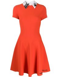 Valentino Besticktes Kleid mit Godetrock - Orange