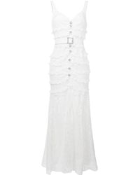 Alessandra Rich Spitzenkleid mit Volants - Weiß