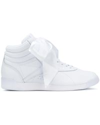 Reebok Freestyle Hi Satin Bow Trainers - White