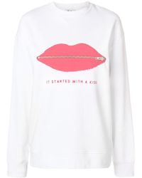 white sweatshirt with lips