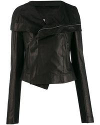 Rick Owens Veste de moto asymétrique - Noir