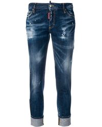DSquared² Skinny-Jeans in Distressed-Optik - Blau