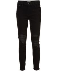 Amiri Distressed Detail Ribbed Knee Skinny Jeans - Black