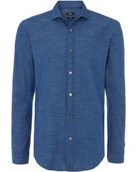 BOSS | Ridley Slim Fit Indigo Shirt | Lyst