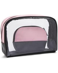 A Clear Makeup Bag Featuring An Allover Shark Print And A Top Zipper