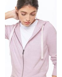 Forever 21 Felpa mélange sportiva con cappuccio - Viola