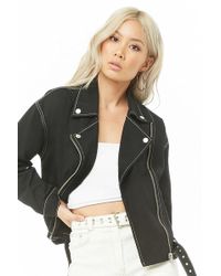 Forever 21 Denim-Bikerjacke - Schwarz
