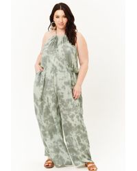 Forever 21 Women's Plus Size Boho Me Tie-dye Jumpsuit - Green