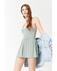 Forever 21 Women's Knit Camisole Top Playsuit - Green