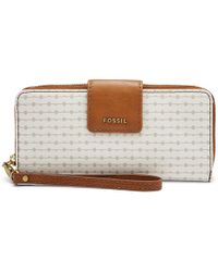 Fossil Madison Zip Clutch Wallet Multi Brown in Brown - Lyst